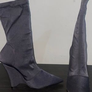 Black Satin Strech Wedge Boot Yeezy